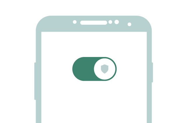 A phone with a shield symbol toggled on.