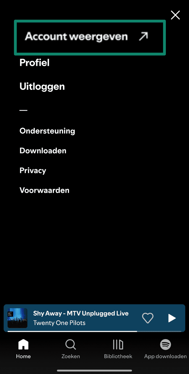 Tap View Account Nl