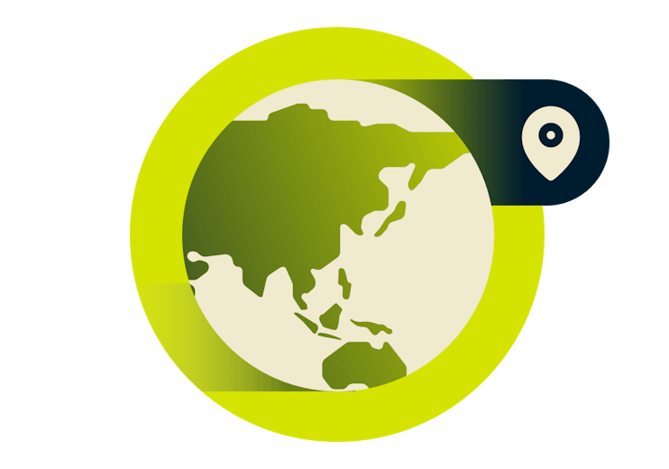 Карта Азии с VPN-локациями.