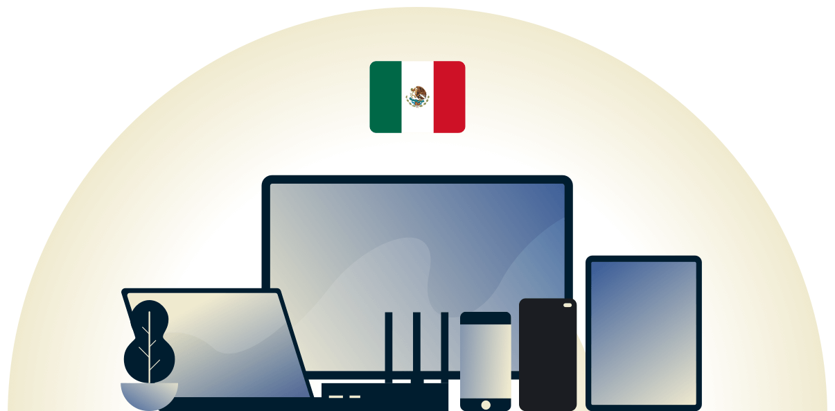 Mexico VPN, der beskytter en r&aelig;kke forskellige enheder.