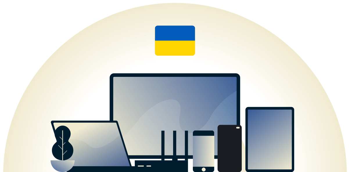 Ucrania VPN protegiendo una variedad de dispositivos.